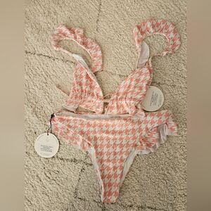 $136 NWT Pink Sands Bimini Bottom Lost + Wander Pink Houndstooth